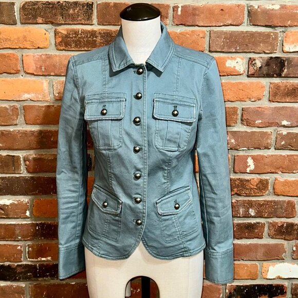 White House Black Market Green Military Jacket Size 2 - Picture 1 of 6